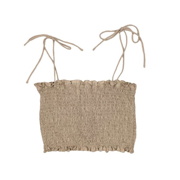 Princess Polly Tan Smocked Crop Top - Picture 3 of 6
